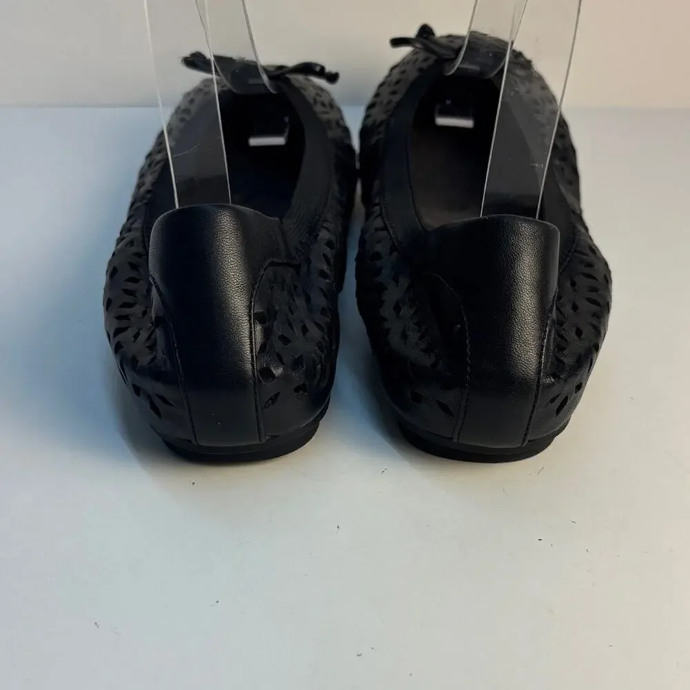 Vionic Whisper Flats Womens Size 9.5 Black Laser Cut Perforated Comfort Slip On